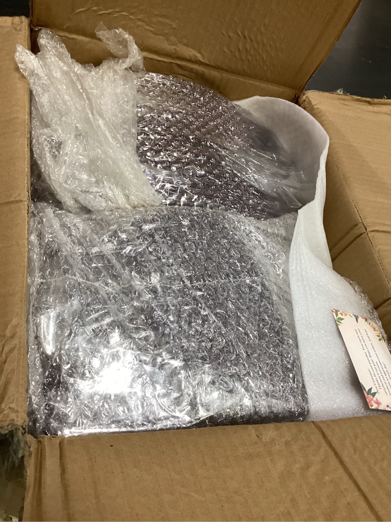 Condition photo showing Good Condition for hoolerry 50 pack clear charger plates bulk 13 inch plastic round beaded dinner chargers acrylic frosted grain decorative service plates for wedding party event, home and kitchen tabletop (gold)