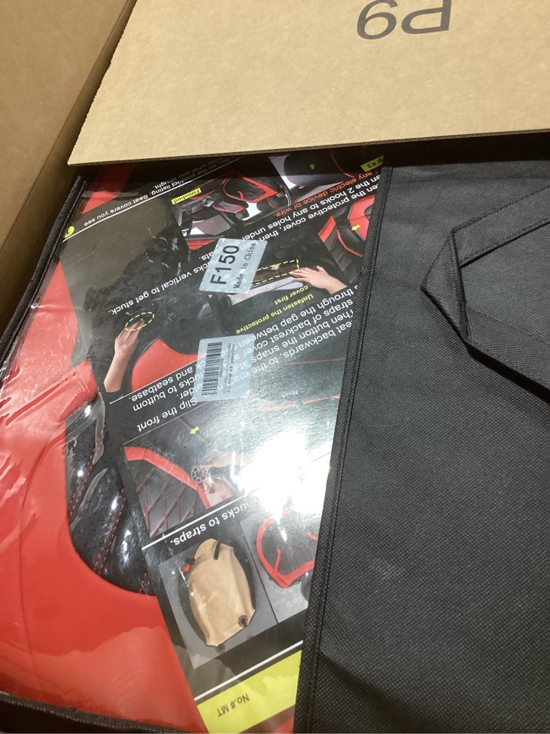 Condition photo showing Good Condition for f150 seat covers, napa leather, for 2015-2025 ford f150 supercrew and 2017-2025 f250 f350 f450 heavy duty crew cab(full set, black&red) f150-f450 black&red