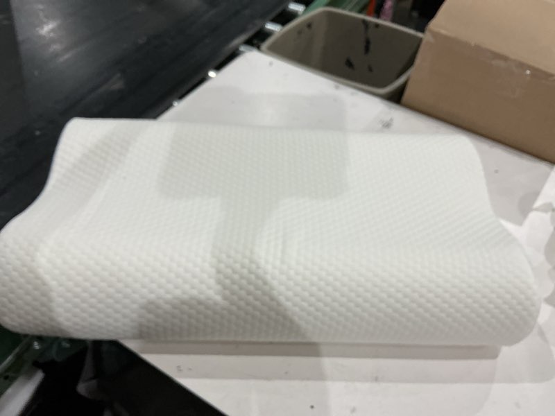 Condition photo showing As Is for uttu cervical pillow for neck pain relief, memory foam neck pillow for sleeping, adjustable orthopedic sandwich pillow, contour cooling for side back stomach sleeper.