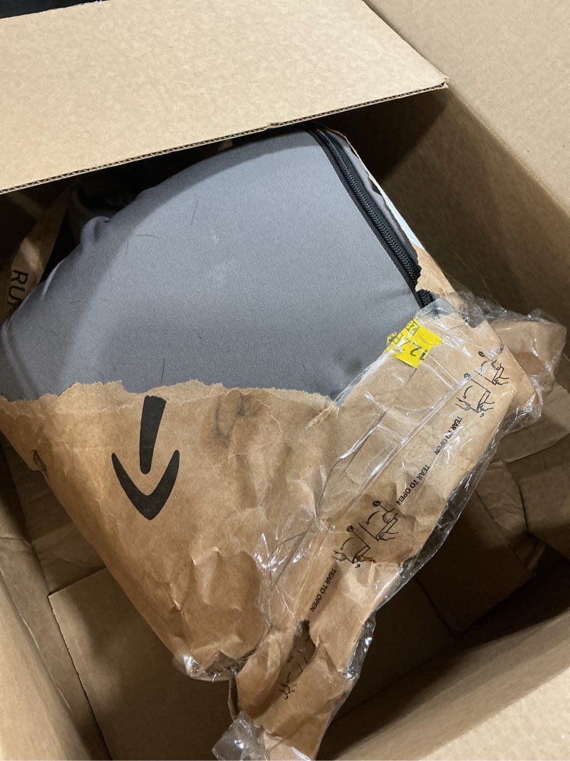 Condition photo showing As Is for ksiia orthopedic dog bed, deluxe plush waterproof, 29 x 18 inch, gray, 3-inch thick high-density egg crate foam, removable cover, machine washable light grey 29.0"l x 18.0"w x 3.0"th
