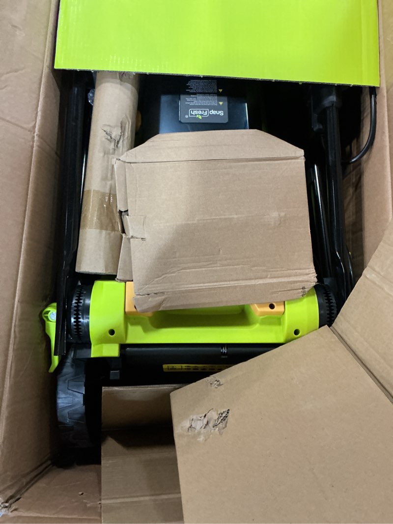 Condition photo showing Good Condition for snapfresh 40v 17” brushless lawn mower – 2 x 5.0ah batteries electric cordless push mower with fast charger, 6-level height adjustment, 45l grass bag, lightweight battery powered mower 17 inch