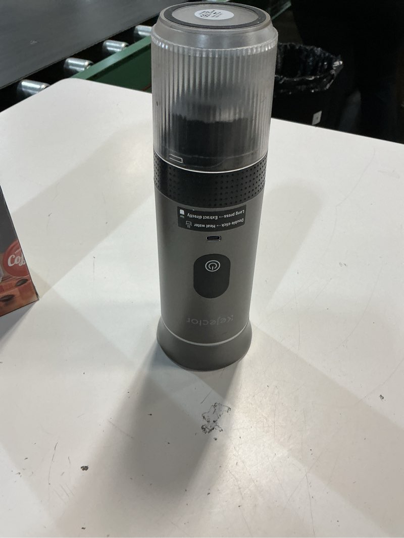 Condition photo showing As Is for portable coffee maker espresso machine small electric battery operated coffee cup mini espresso machines self-heating car travel espresso pod maker, 3-in-1 ground coffee & ns capsule hiking camping gray