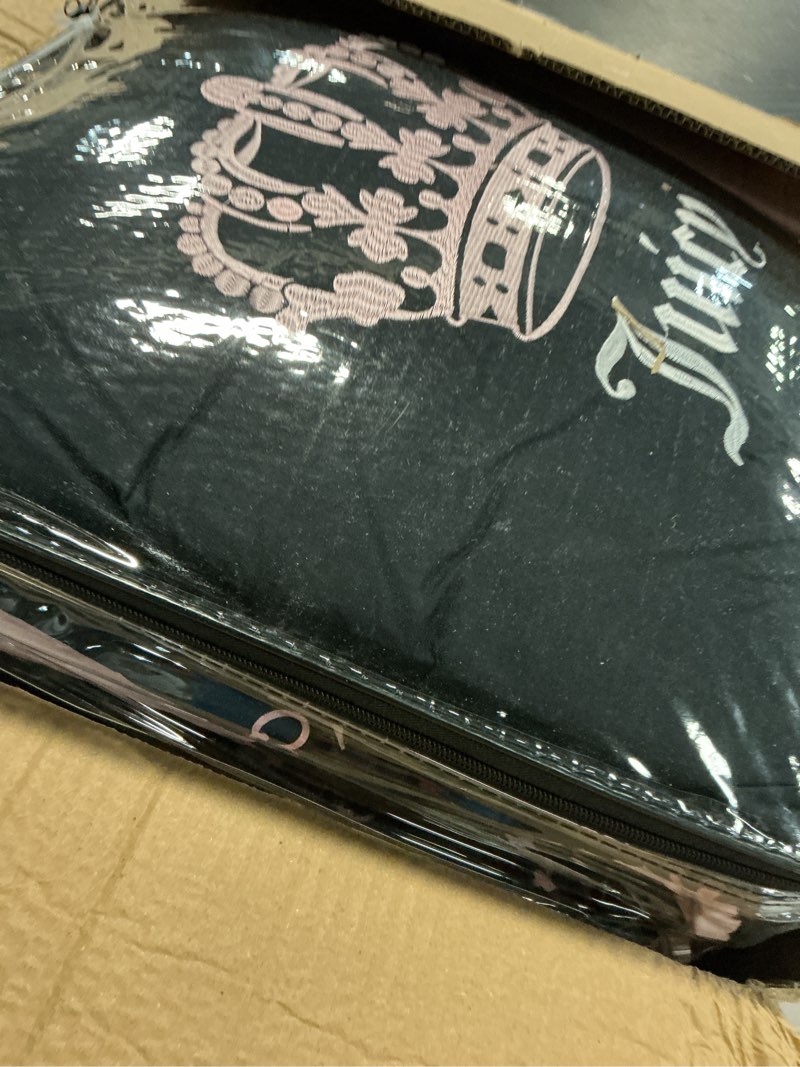 Condition photo showing Good Condition for juicy couture black link logo printed comforter set, queen – complete 8-piece bed in a bag collection queen black