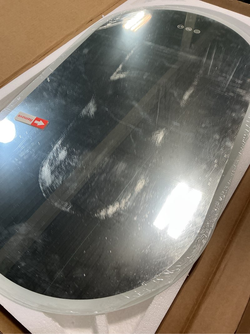 Condition photo showing Good Condition for 36"x20" LED-Bathroom-Mirror-with-Lights, Wall-Mounted with Bluetooth Speaker, Anti-Fog, 3 Color Temperature, Dimmable Brightness, Waterproof, Tempered Glass, Frontlit & Backlit, Oval