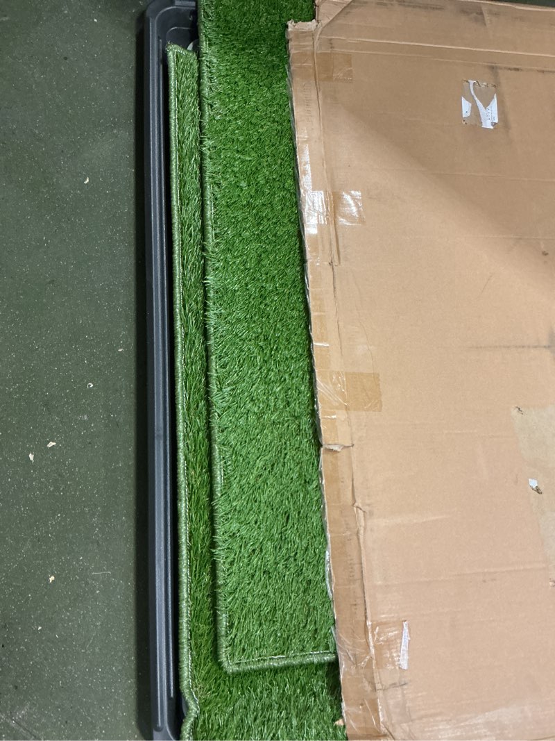 Condition photo showing Good Condition for Hompet Dog Grass Pad with Tray Large, 52.7"x35", 2 Reusable Artificial Turf for Dogs Potty, Waterproof Non-Slip Washable Pee Pads, Quickly Absorbency Portable Dog Litter Box for Indoor/Outdoor Use POTTY SYSTEM POTTY SYSTEM-52.7"X35"