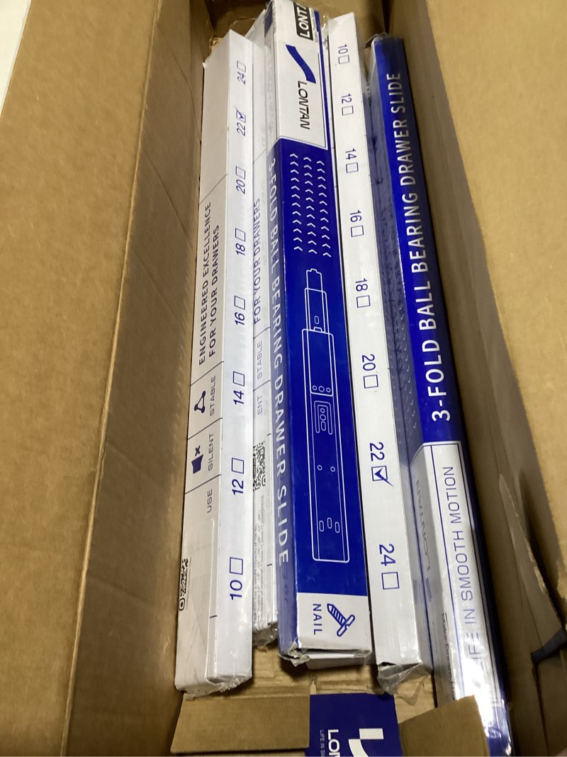 Condition photo showing Good Condition for LONTAN 6 Pairs 22 Inch Soft Close Drawer Slides for Dresser - Heavy Duty Full Extension Drawer Slides Metal Ball Bearing Cabinet Slides Kitchen 100 LB Capacity 22 Inch 6