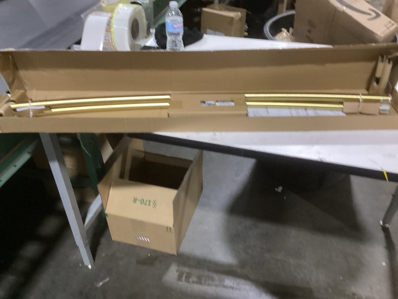 Condition photo showing Good Condition for Zenna Home Rustproof Curved Shower Curtain Rod, No Drill Tension or Permanent Mount Adjustable Curved Shower Rod for Bathroom, Easy Install, Rounded for Extra Room, 50 to 72 Inches, Gold