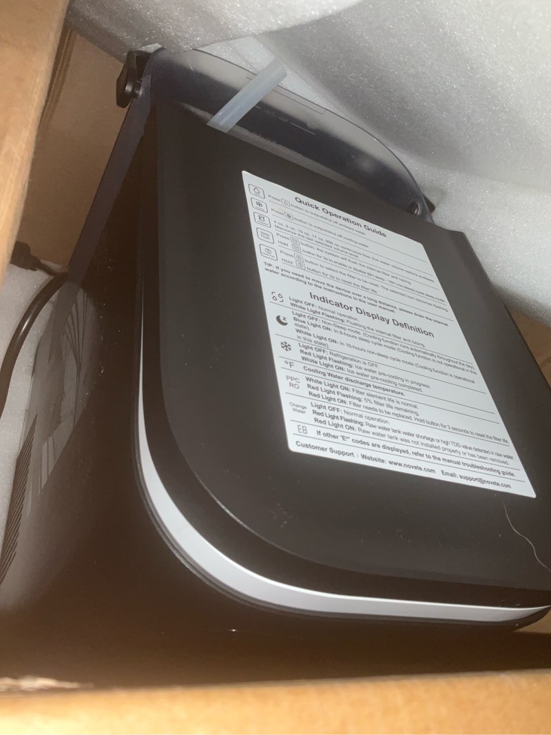 Condition photo showing As Is for NOVETE Reverse Osmosis Water Filter Countertop, UV Cold Water Down to 32?, NSF/ANSI 42/58 Certified, 4:1 Pure to Drain, No Installation Needed, 8-Stage RO Water Filtration System, CRF1A-QS, Black