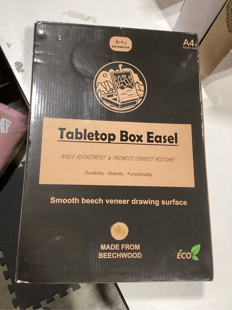 Condition photo showing New/Like New for beechwood tabletop easel for painting, portable adjustable sketchbox art easel stand with detachable shoulder strap for beginners and art lovers table easel box with strap