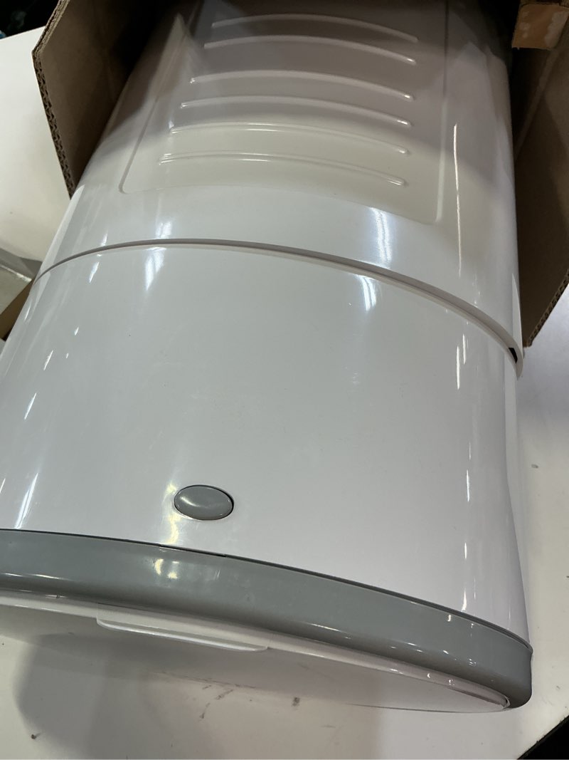 Condition photo showing Good Condition for diaper dekor eko mini diaper pail, white, only eco-friendly diaper pail made with 70% recycled materials, hands-free: step–drop–done, cost-effective refill system