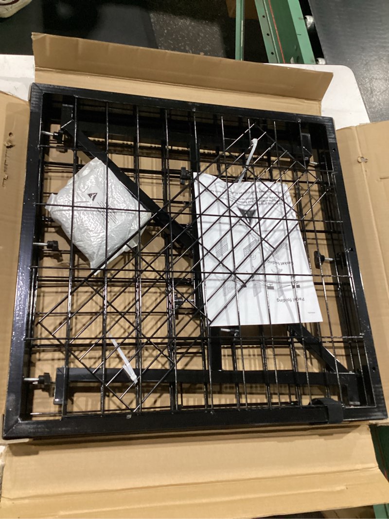Condition photo showing New/Like New for foldable grid wall panels, gridwall panels with folding baskets, tool-free assembly and folding, for storage and retail merchandise display (black)
