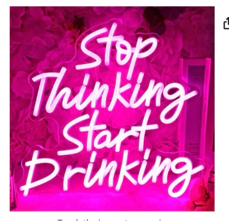 planzo stop thinking start drinking neon sign wall decor beer sign for home bar pub bistro man cave garage night club coffee shop led light sign kitchen bedroom birthday party gift 5v usb pink