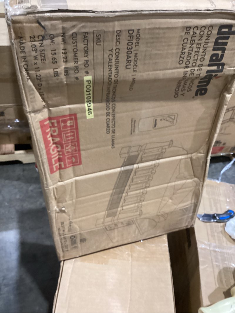 Condition photo showing As Is for duraflame Electric Log Set 1,000 Sq Ft Heater, Faux Logs Insert with Infrared Flames for Existing Fireplaces, Remote Control Included