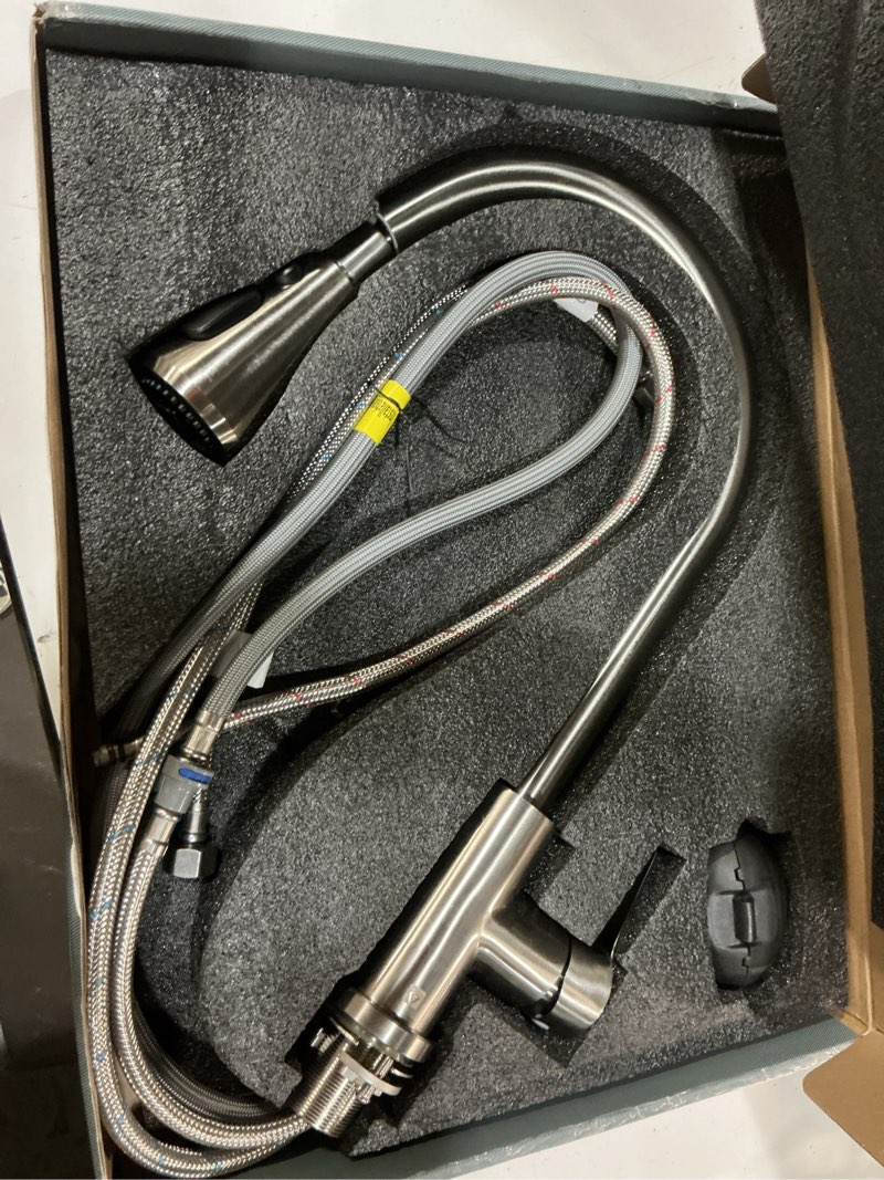 Condition photo showing Good Condition for ibergrif kitchen faucets with pull down sprayer, single handle high arc brushed nickel stainless steel 1 or 3 hole kitchen sink faucet with deck for rv laundry farmhouse bar classic brushed nickel