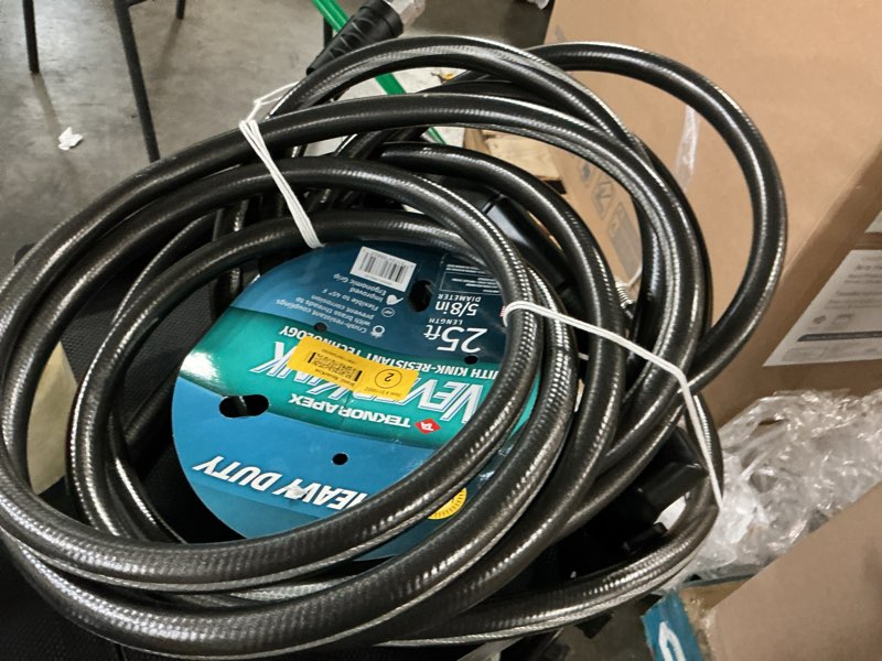 Condition photo showing As Is for neverkink teknor apex 5/8-in x 25-ft heavy-duty kink free vinyl gray coiled hose