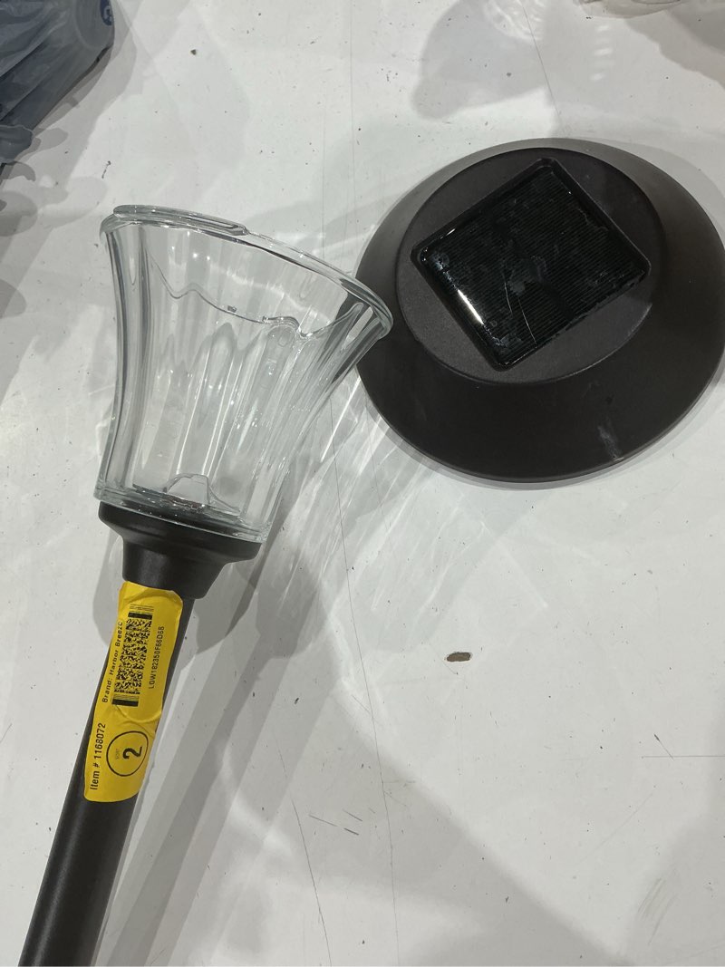 Condition photo showing As Is for harbor breeze 15 -lumens oil-rubbed bronze solar led outdoor path light with dusk-to-dawn sensor