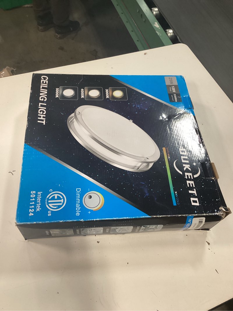 Condition photo showing New/Like New for led flush mount ceiling light - 16 inch, 3000/4000/5000k adjustable, 25w (200w equivalent), 2300lm, dimmable light fixture for bedroom, kitchen, bathroom, energy star, etl led dimmable double ring ceiling lights 16 inch 25w
