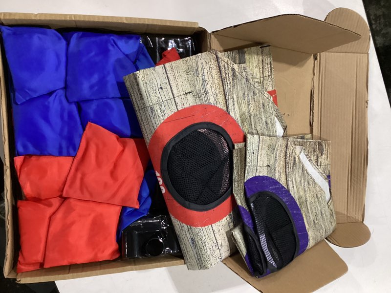 Condition photo showing Good Condition for nzqxjxz portable cornhole board set with 8 bean bags corn hole toss game cornhole games for indoor and outdoor parties, ideal for kids, adults, camping travel,parties,beach, yard 3x2 ft wood grain style