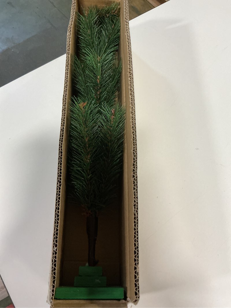 Condition photo showing Good Condition for Sosation 2ft Green Artificial Tinsel Christmas Tree Ornament Display Stand Vintage Flame Resistant Branches Hanging Gift for Festive Centerpiece Indoor Outdoor Holiday Farmhouse Home Decor 24''