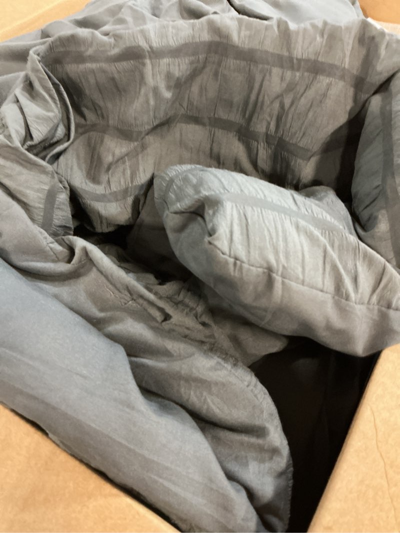 Condition photo showing As Is for bedsure queen comforter set with sheets - 7 pieces reversible grey bed in a bag queen, eazy care queen bedding sets for all seasons with 1 flat & 1 fitted sheet, 2 pillowcases and 2 pillow shams queen 01 - grey