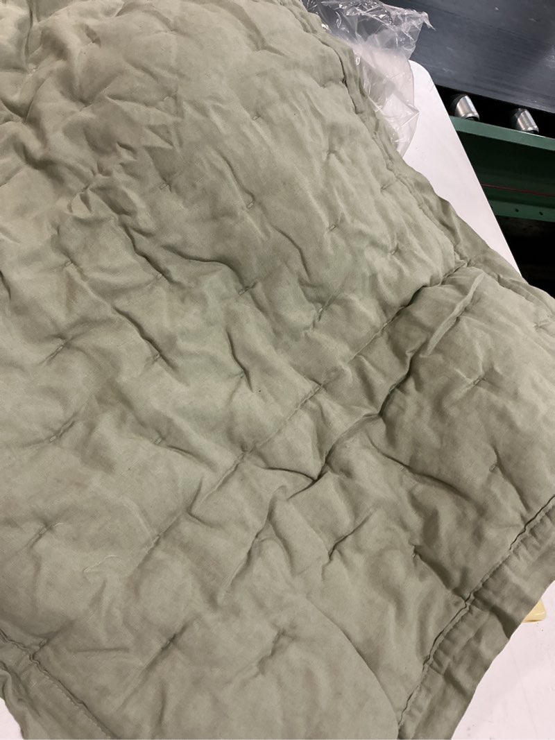 Condition photo showing As Is for piece sage 100% premium cotton full/queen gauze embroidered quilt set with shams, oeko-tex certified machine washable