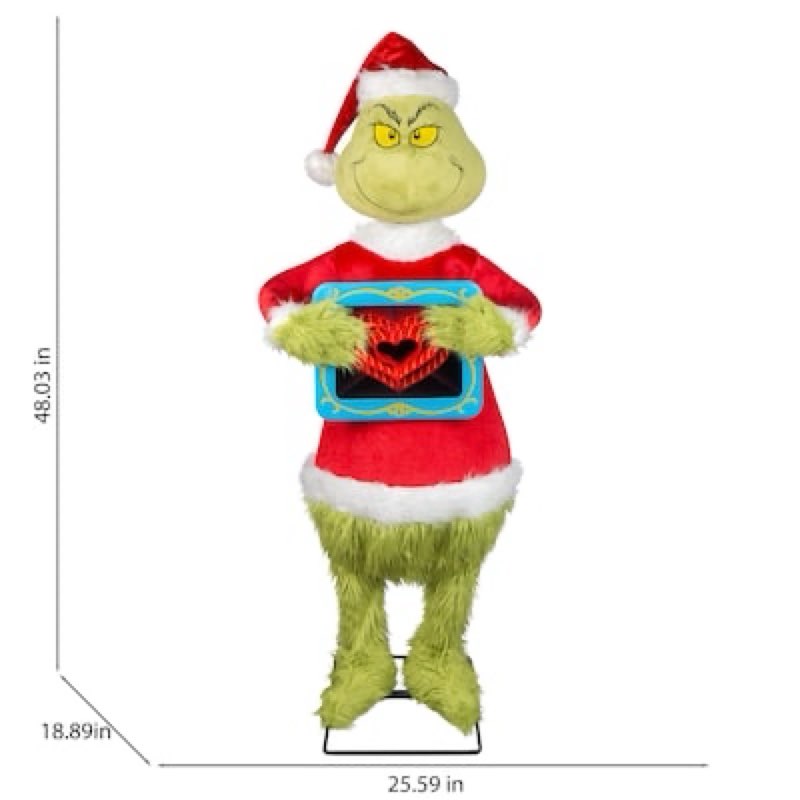grinch 4-ft dr. seuss the grinch with heart musical animatronic