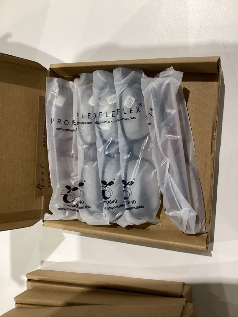 Condition photo showing New/Like New for PROFLEX SpareSpecs Reading Glasses (value 5 pack) - lightweight, impact resistant, scratch resistant, bendy, flexible, anti-slip, unisex (mens + womens) (Oval; BLK, GRY, BRN, RED, BLU; +1.5) Black, Grey, Brown, Red, Blue 1.5 Diopters