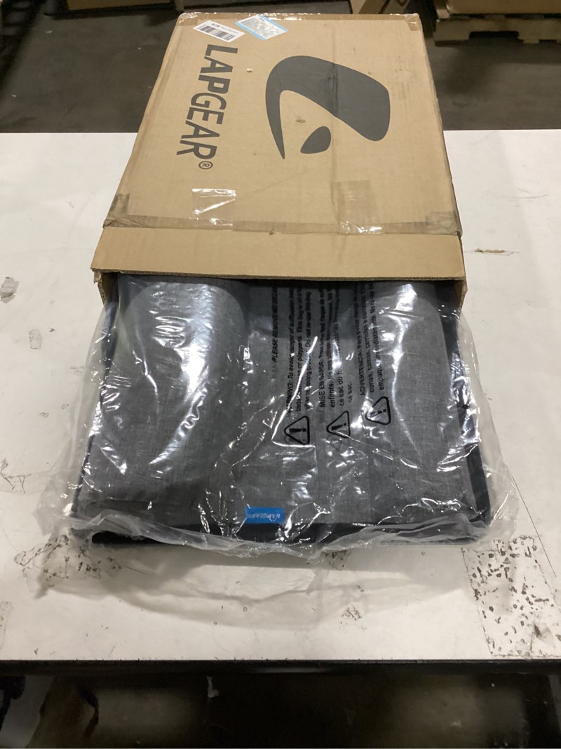 Condition photo showing As Is for LAPGEAR Home Office Pro Lap Desk with Wrist Rest, Mouse Pad, and Phone Holder - Silver Carbon - Fits up to 15.6 Inch Laptops - Style No. 91615 Silver Carbon Home Office Pro W/Wrist Rest