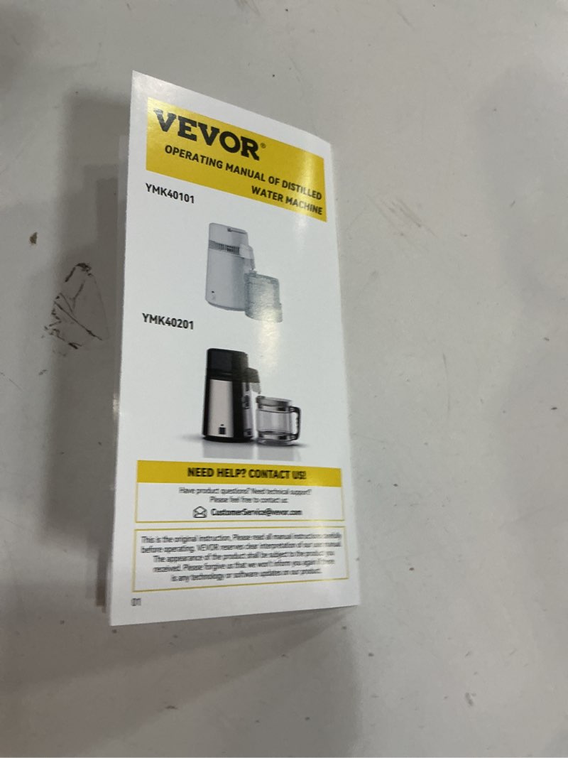 Condition photo showing New/Like New for VEVOR Water Distiller, 1.1 Gal Distilled Water Machine, 750W Pure Water Distilling w/BPA Free Plastic Container, Water Distillation Kit w/Button, Countertop Distilled Water Maker for Home, White