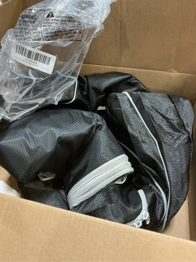 Condition photo showing Good Condition for Comforter Storage Bag - 130L Large Capacity Blanket Storage Bags 4-Layer Ultra Space Saving Self Compression Organizer, Washable Compression Bags for Storage Comforter Blanket, 2-Pack, Black 2 Pack Black