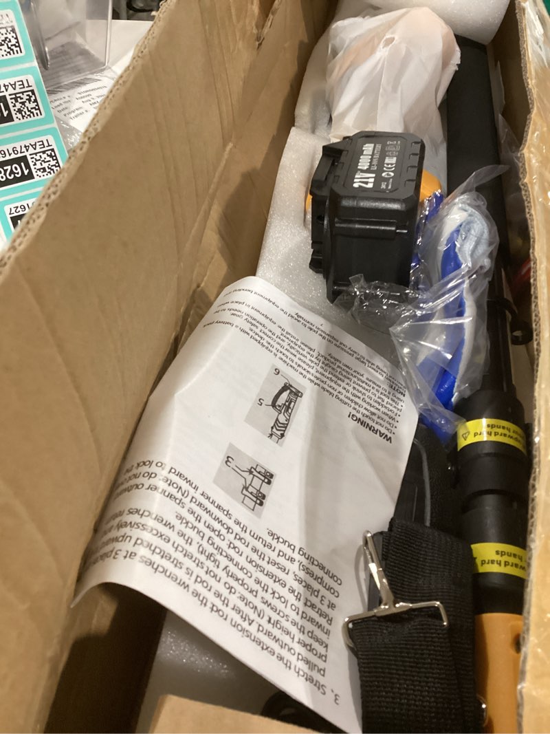 Condition photo showing Good Condition for 2-in-1 cordless pole saws for tree trimming, 1000w brushless 8'' inch mini chainsaw with 21v 4.0ah batteries & extension pole, max 16ft saw, auto oiling, for tree trimmer limb branch cutter pruner yellow03