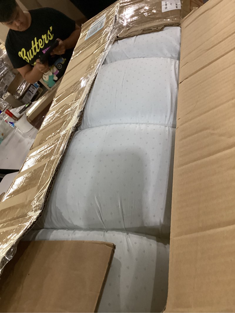 Condition photo showing As Is for sweetcrispy mattress topper king with removable soft cover, memory foam 4 inch thick gel infused cooling toppers pad for king size bed, sleeper sofa, rv, camper, certipur us certified 4 in & fabric cover king