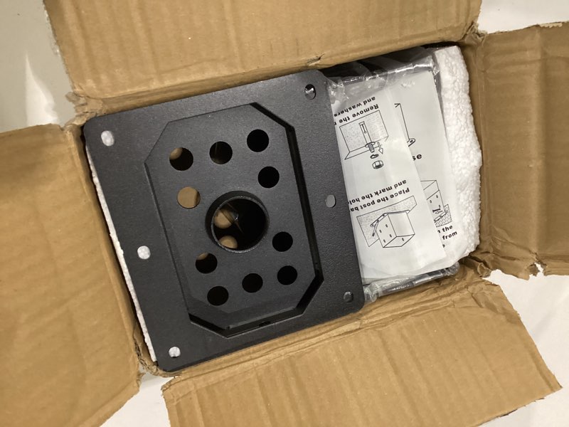 Condition photo showing As Is for 2 pcs 4"x 6" post base brackets(acturl fit 3.6"x5.6") post | heavy duty 13-ga thick steel post anchor outdoor for support deck base plate |pergola bracket kit|mialbox post mount 4"x 6" 2 pcs