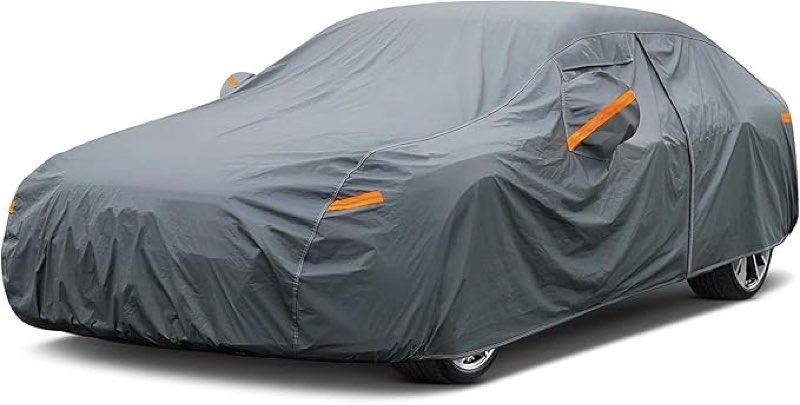 gunhyi 16 layers car cover waterproof all weather, heavy duty outdoor car cover universal fit sedan toyota camry, tesla model 3, honda accord, nissan altima, kia k5/stinger, hyundai sonata etc.