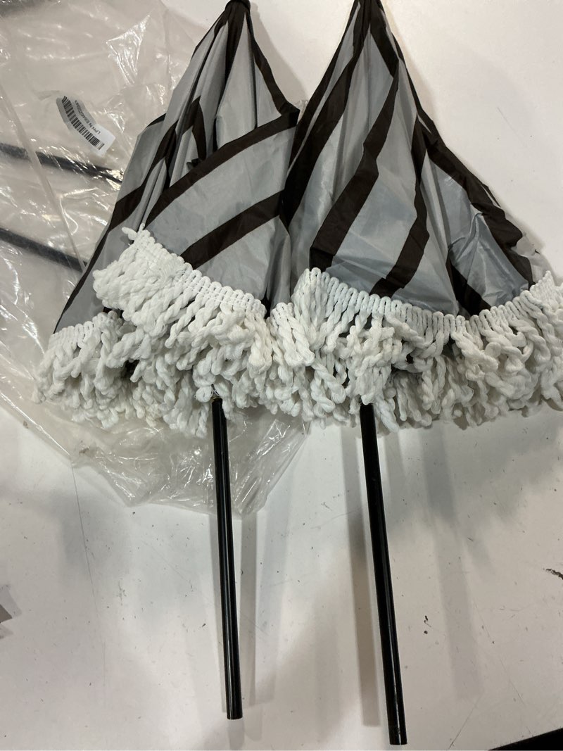 Condition photo showing Good Condition for abbylike plant umbrellas for outdoor plants, 26" larger tassel garden umbrella sun shade, upgraded 43.3" higher adjustable angle sun cover for potted flower black white stripe 2
