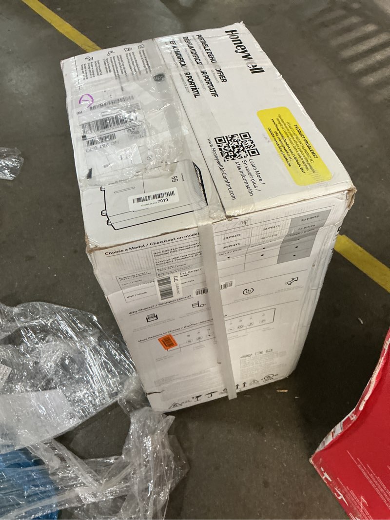 Condition photo showing New/Like New for Honeywell 50 Pint Energy Star Dehumidifier with Pump for Basements & Large Rooms Up To 3,500 Sq. Ft. with Mirage Display, Washable Filter to Remove Odor and Filter Change Alert