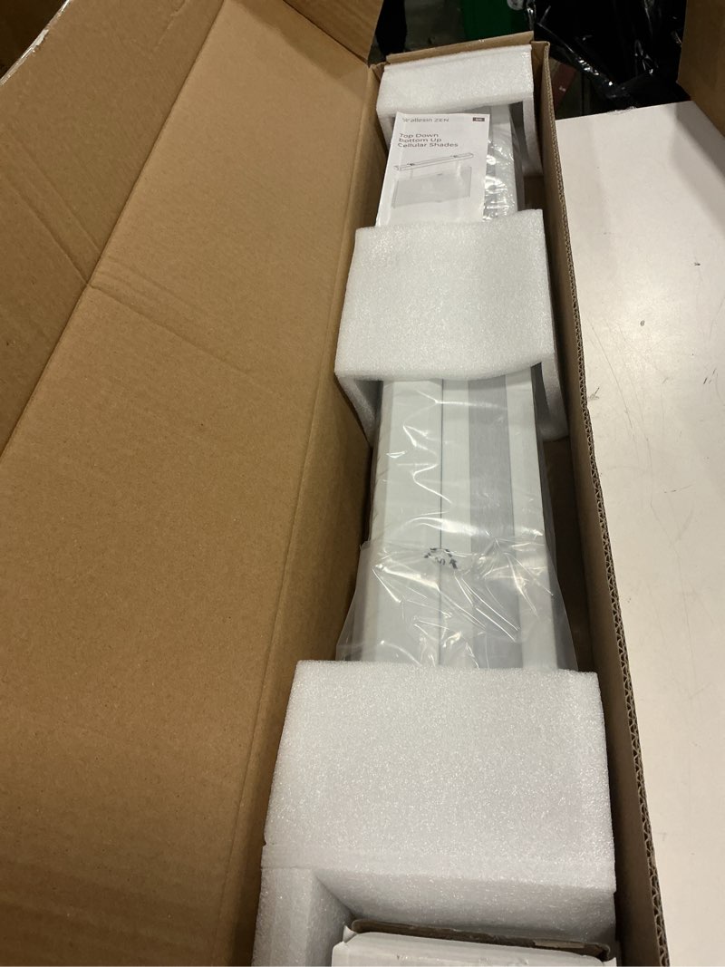 Condition photo showing New/Like New for Allesin Zen No Drill No Tools Top Down Bottom Up Cellular Shades, Cordless Honeycomb Blinds for Windows, Easy to Install, Thermal Insulated, White(Blackout) 26.5" Wx64 H White(blackout) 26.5"Wx64"H