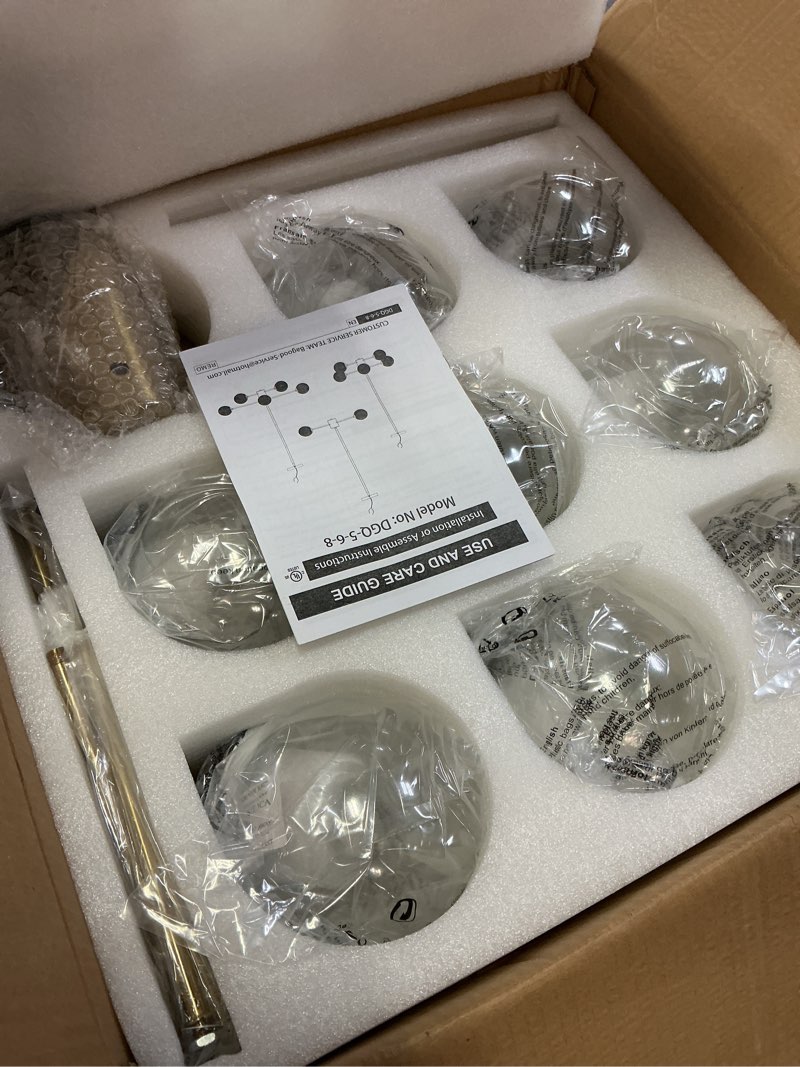 Condition photo showing Good Condition for 8-light globe sputnik chandelier modern gold sputnik chandelier mid century globe pendant light brushed brass finished with clear glass lampshade chandeliers for kitchen bedroom gold, clear, 8-light, 35.4"