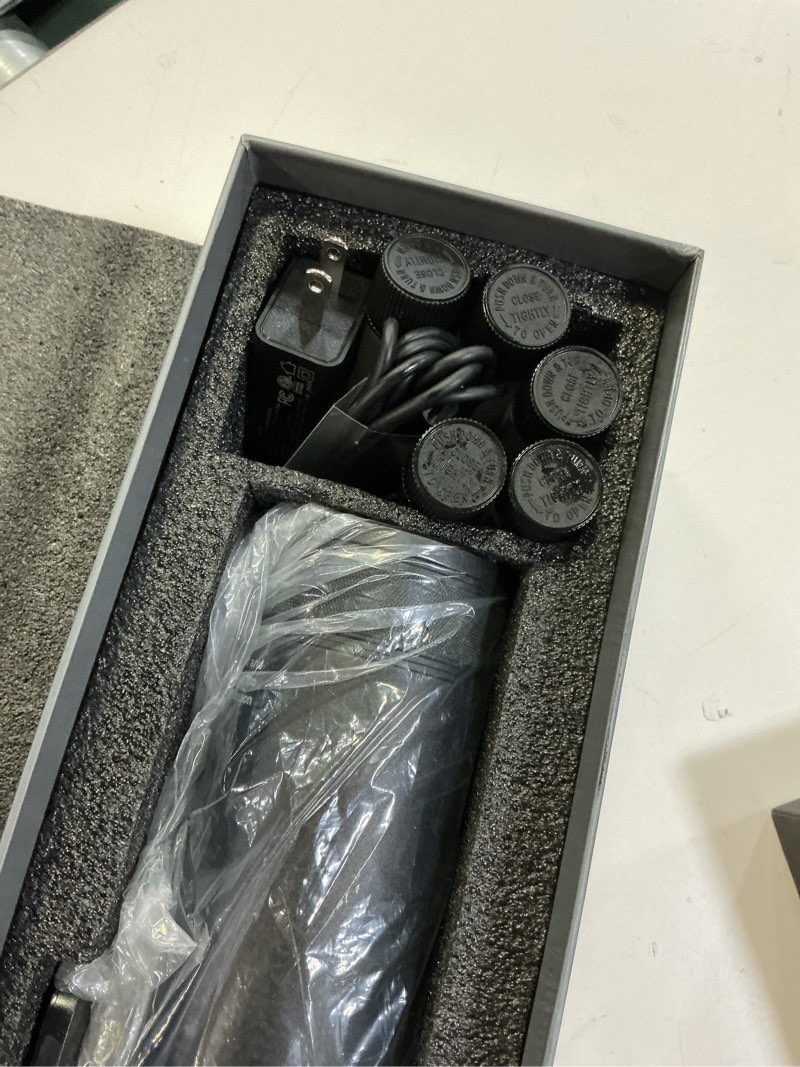 Condition photo showing As Is for waterless scent diffuser starter kit - suitable for home and hotel series air diffuser, 800 square inches of coverage, 5 kinds of scented essential oils, remote control black