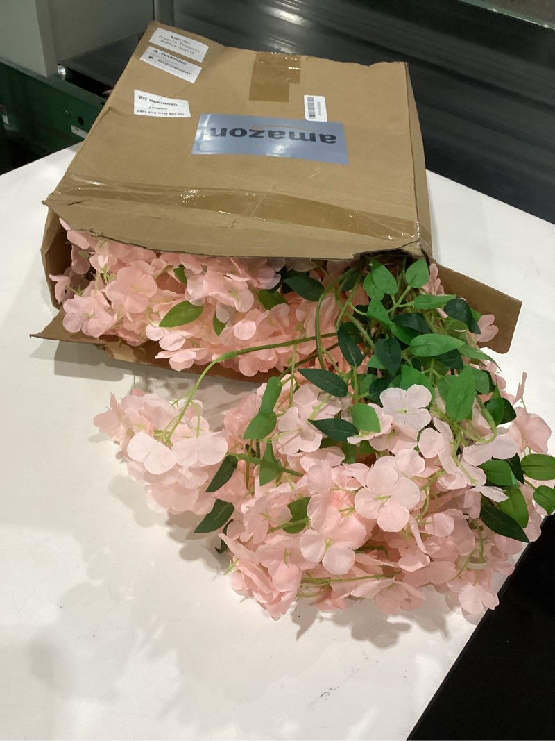 Condition photo showing Good Condition for similar to hyeflora artificial flowers for outdoors decoration, 2pcs pink fake hanging spring summer decor, lifelike plants, uv & fading resistant flower for porch patio balcony planter yard home garden