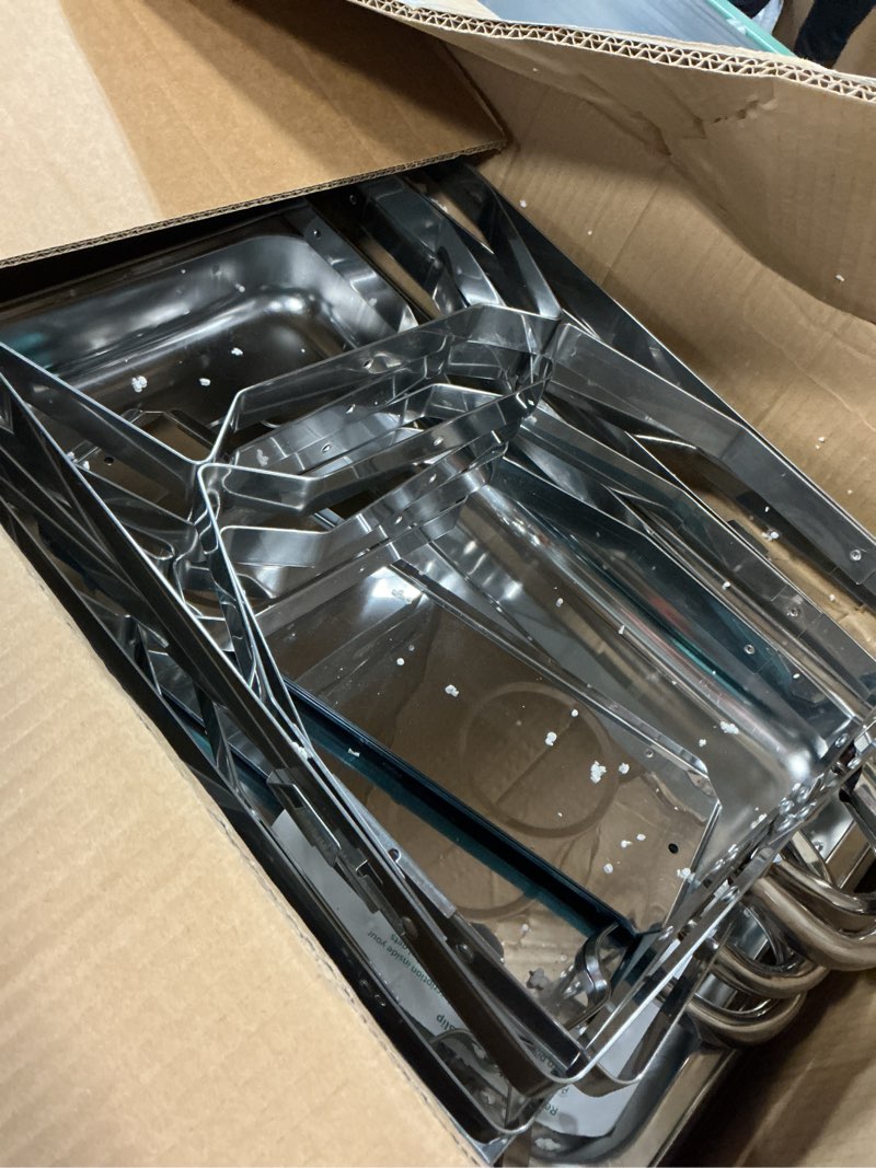 Condition photo showing As Is for 4 pack 8qt chafers and buffet warmers sets chafing dish buffet set stainless steel food warmer chafer complete set with water pan, chafing fuel holder for party catering 4 pack?full pan?