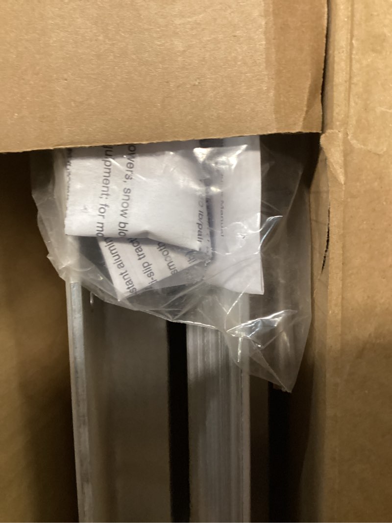 Condition photo showing As Is for maxivman aluminum shed ramps for riding lawn mower, 2 pack threshold ramp, 39.4" x 11", 1,760 lb capacity pair (880 lb each), punched plate traction, carry handle, shed door & garage entry