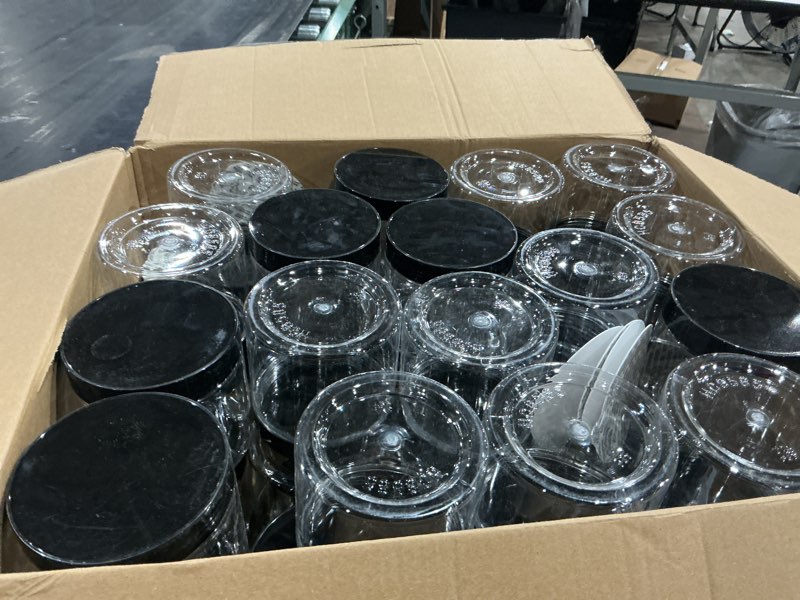 Condition photo showing Good Condition for 35 pack 12oz clear pet plastic jars with lids, wide mouth containers for crafts, slime, beads, button storage organization