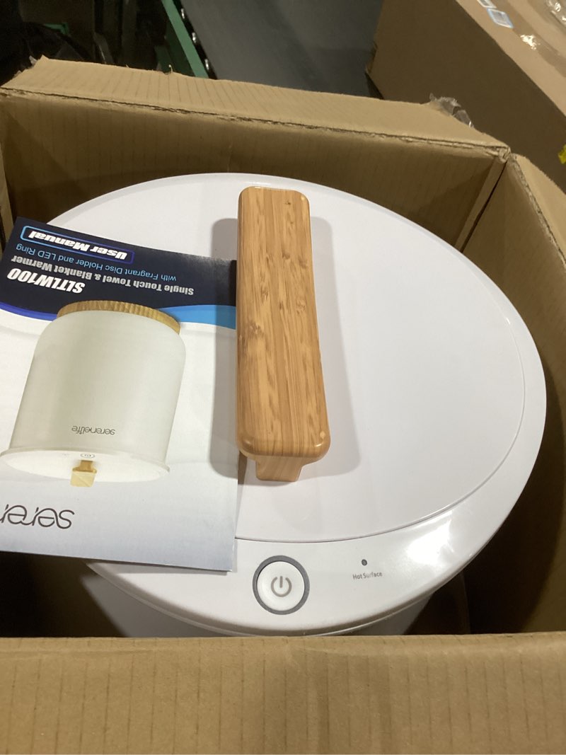 Condition photo showing Good Condition for SereneLife Bucket Towel Warmers, White Large Towel Warmer for Spa and Bathroom, Luxury Towel Heater Gifts for Him & Her, Auto Shut-Off, Fits 2 large, Blankets, Bathrobes, PJ's