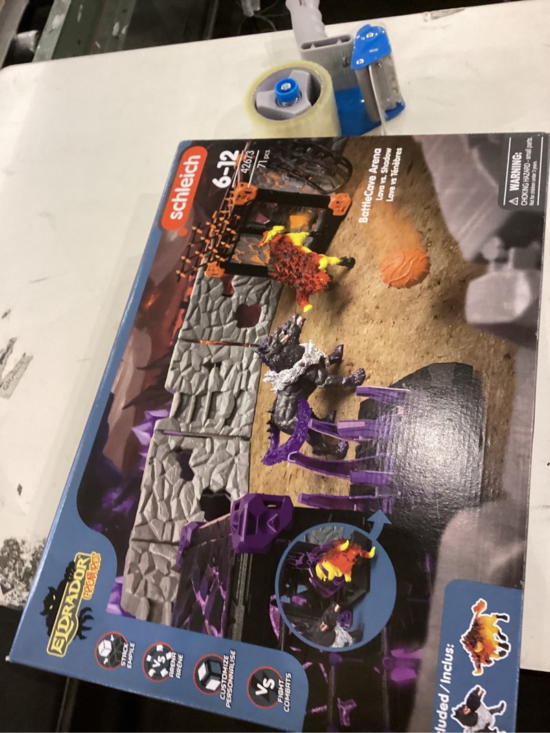 Condition photo showing New/Like New for Schleich Eldrador Creatures - 71 PC BattleCave Arena Lava Vs. Shadow Playset - Lava Bull and Shadow Hound Set - Animal Monster Figurines for Boys and Girls - Fun Beast Toys for Kids Ages 7+ | 42673