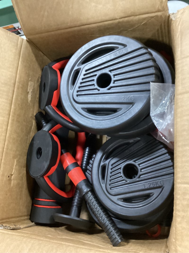 Condition photo showing As Is for adjustable dumbbell set free weights dumbbells, 4 in 1 weight set, dumbbell, barbell, kettlebell, push-up, home gym fitness workout equipment for men women 35lb(17.5lb pair)