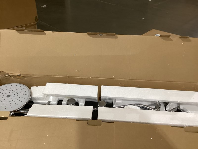 Condition photo showing New/Like New for rovogo shower panel system with 6 body jets, self-cleaning rainfall shower and handheld, stainless steel shower tower column with height adjustable shower arm/head, black