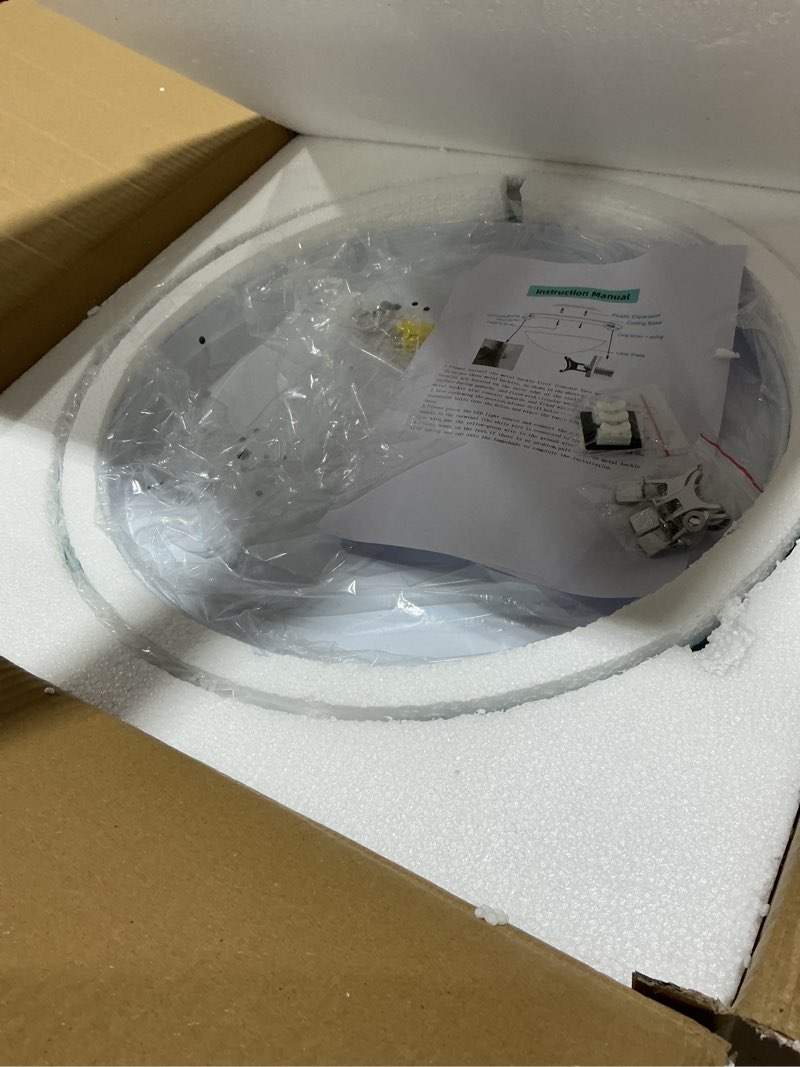 Condition photo showing Good Condition for MIXL-20 Inches Blue Tiffany Flush Mount Light,Colorful Handmade Glass Ceiling Light,Mediterranean Hallway Light Fixture,Tiffany Style Ceiling Lamp for Corridor Bedroom and Office Blue Large