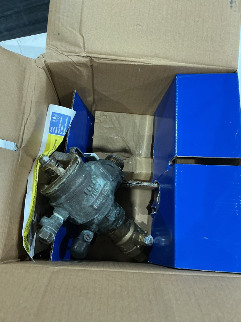 Condition photo showing As Is for febco 1-in bronze fnpt pressure vacuum breaker