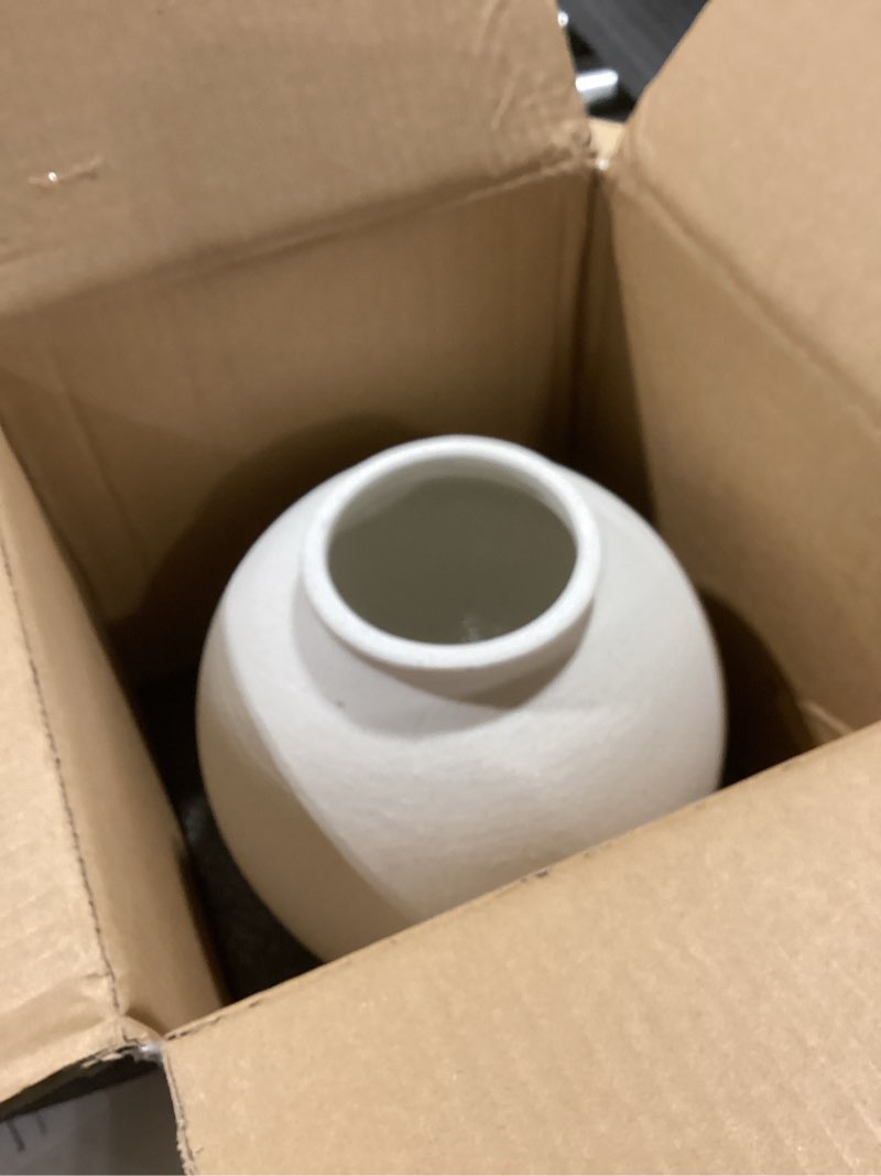 Condition photo showing Good Condition for Large White Ceramic Vase - 9.8 Inch Rustic Farmhouse Vase for Home Decor, Minimalist Tall Vases for Living Room, Table, Bathroom, Holiday & Weddings (Sandstone White) Sandstone White 9.8 inch
